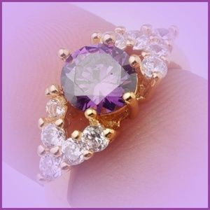 Purple Clear Round Cubic Zircon and Clear Stones R